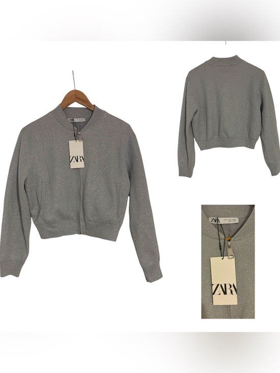 Zara Jackets & Blazers - ZARA Metallic Knit Bomber Cardigan